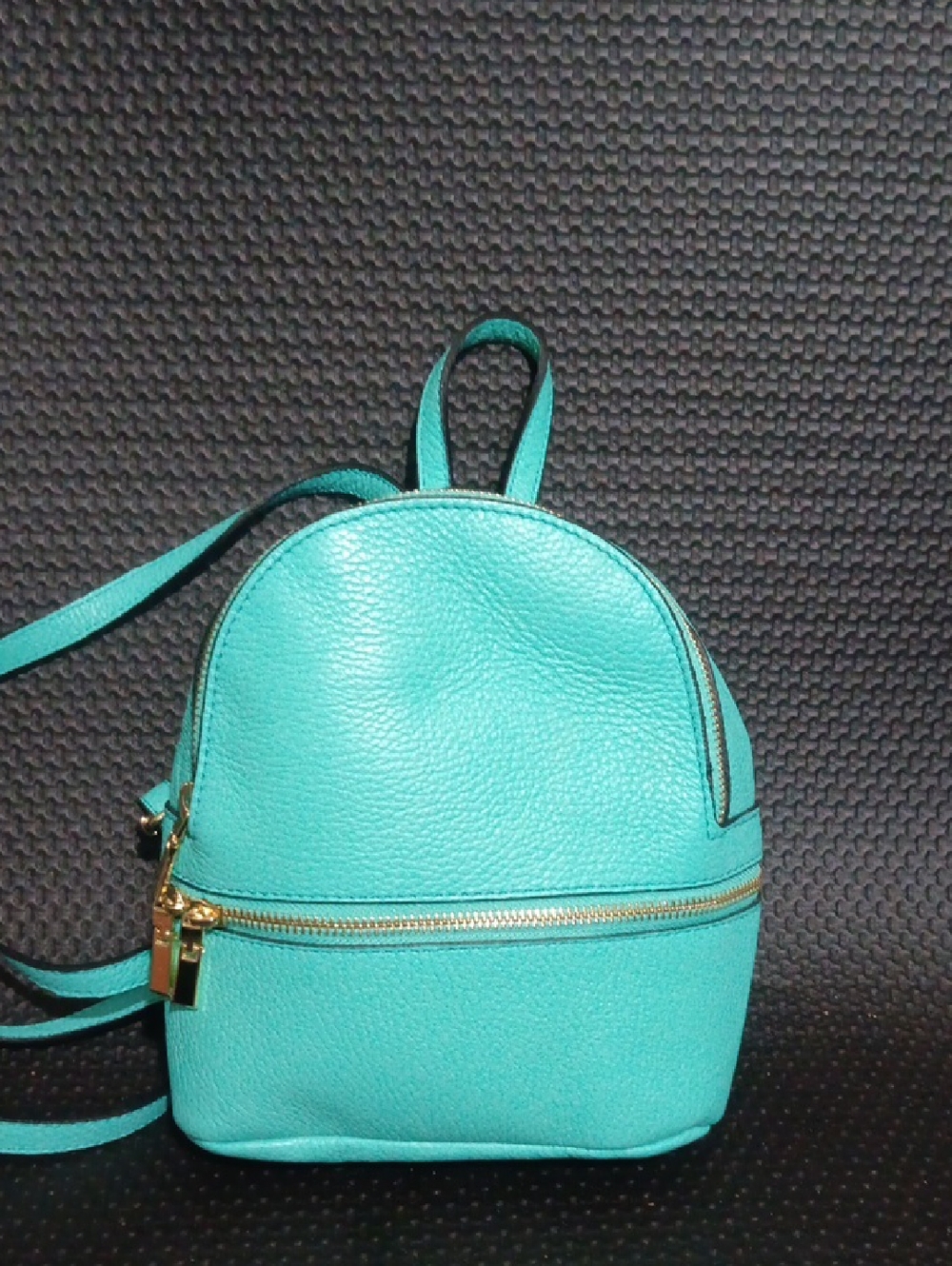 Turquoise Mini Leather Backpack - Fashion Daypack